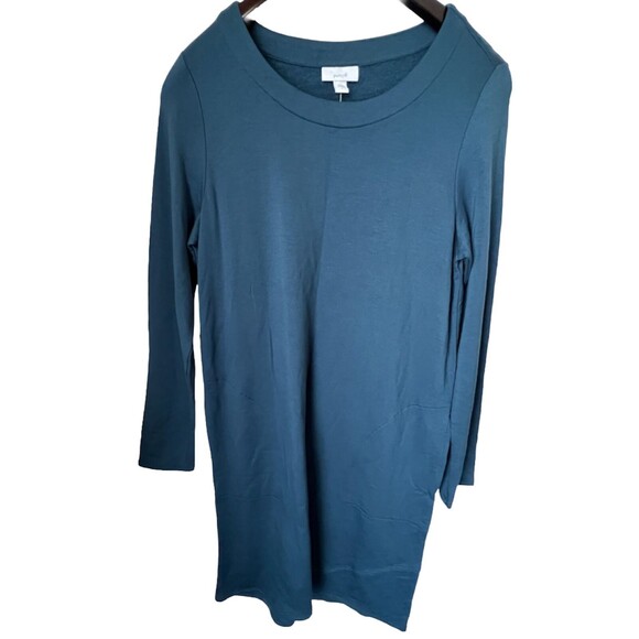 Pure Jill Sweatshirt Dress Womens S Rayon Pockets Blue Stretchy minimalist New - Picture 1 of 7